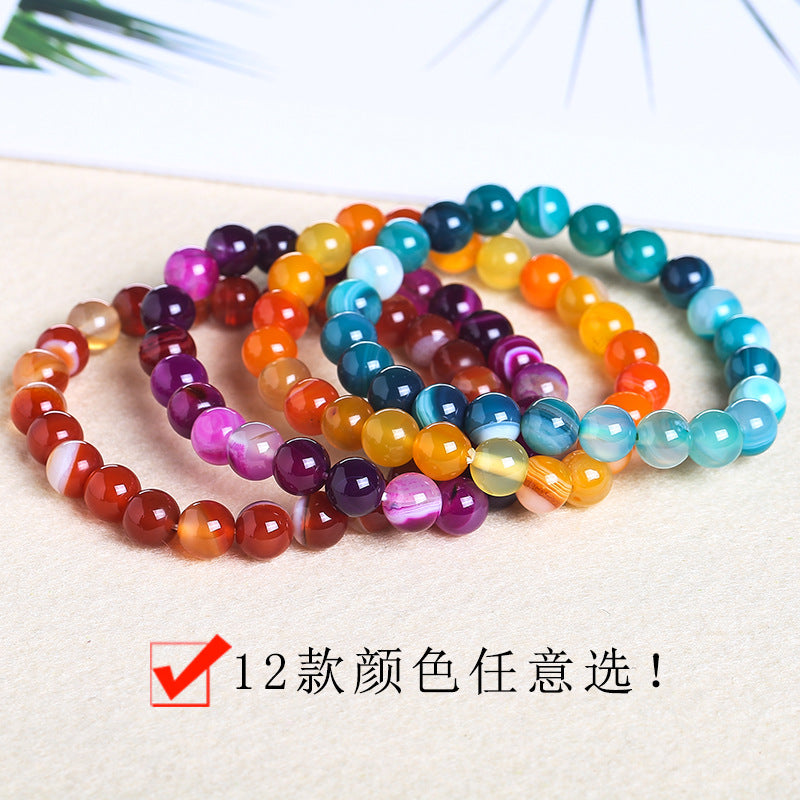 Factory Direct supply striped agate bracelet diy agate single ring bead bracelet love LV bracelet round beads wholesale