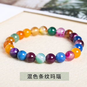 Factory Direct supply striped agate bracelet diy agate single ring bead bracelet love LV bracelet round beads wholesale