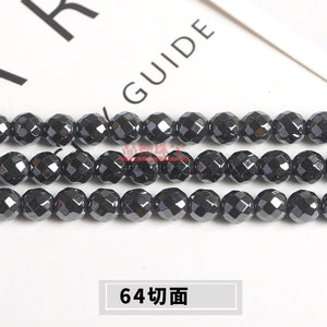 Manufacturer's direct supply of black bile stone loose beads DIY jewelry accessories, wholesale of black iron stone magnet stone loose beads, black bile stone beads