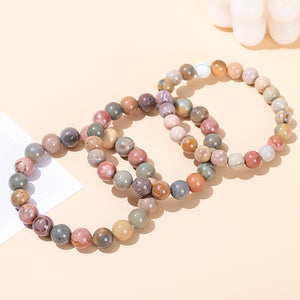 Natural Alashan Agate Colorful Jade Bracelet, Multicolored Oil Painting Wristband, Fashion Accessories