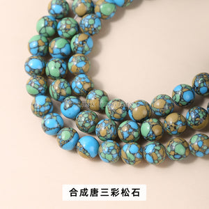 Turquoise loose beads Synthetic turquoise round beads semi-finished jewelry accessories diy accessories wholesale