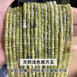 5x12mm Southern Jade and Bamboo Festival Tube Beads, Jade and Stone Transportation Beads, DIY Jewelry Accessories, Festival High Scattered Beads, Separate Beads Wholesale