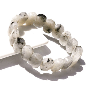 Natural crystal faceted oval bracelet Moonstone Tigereye hand card hair crystal white-barked pine stone bracelets