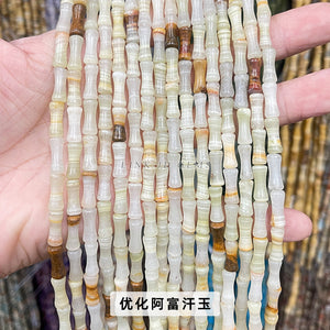 5x12mm Southern Jade and Bamboo Festival Tube Beads, Jade and Stone Transportation Beads, DIY Jewelry Accessories, Festival High Scattered Beads, Separate Beads Wholesale