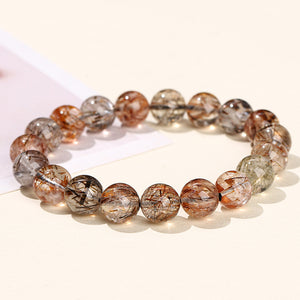 Natural black gold Super Seven bracelet men's and women's Mica symbiosis full hair crystal bracelet in stock wholesale