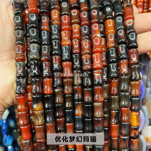 5x12mm Southern Jade and Bamboo Festival Tube Beads, Jade and Stone Transportation Beads, DIY Jewelry Accessories, Festival High Scattered Beads, Separate Beads Wholesale