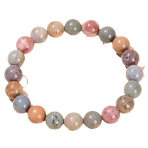 Natural Alashan Agate Colorful Jade Bracelet, Multicolored Oil Painting Wristband, Fashion Accessories