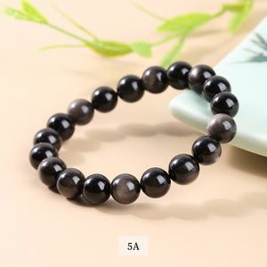 Wholesale of semi-finished products of silver obsidian loose beads DIY jewelry accessories, bracelets, string beads, silver obsidian round beads directly supplied by manufacturers