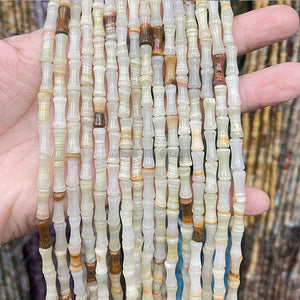 5x12mm Southern Jade and Bamboo Festival Tube Beads, Jade and Stone Transportation Beads, DIY Jewelry Accessories, Festival High Scattered Beads, Separate Beads Wholesale